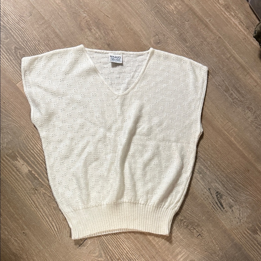 Vintage Made in USA Creamy White V-Neck Sweater Vest